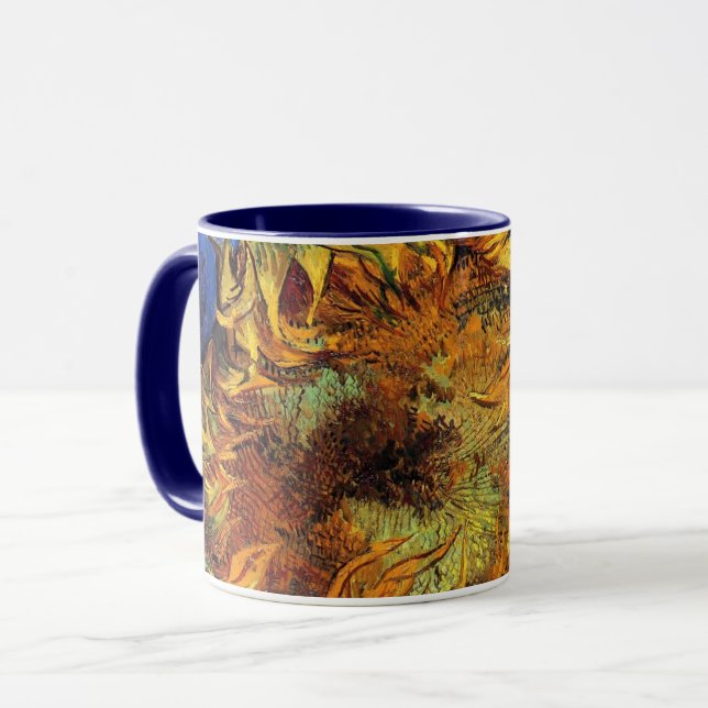 Vincent Van Gogh - Two Cut Sunflowers - Fine Art Mug (Front Left)