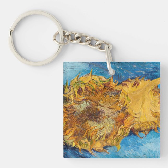 Vincent van Gogh - Two Cut Sunflowers Key Ring (Front)