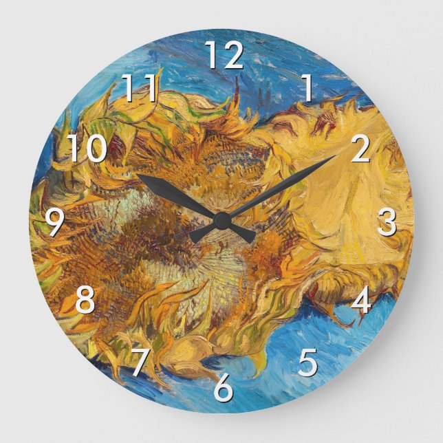 Vincent van Gogh - Two Cut Sunflowers Large Clock (Front)