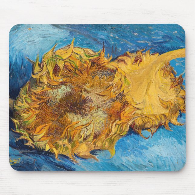 Vincent van Gogh - Two Cut Sunflowers Mouse Pad (Front)
