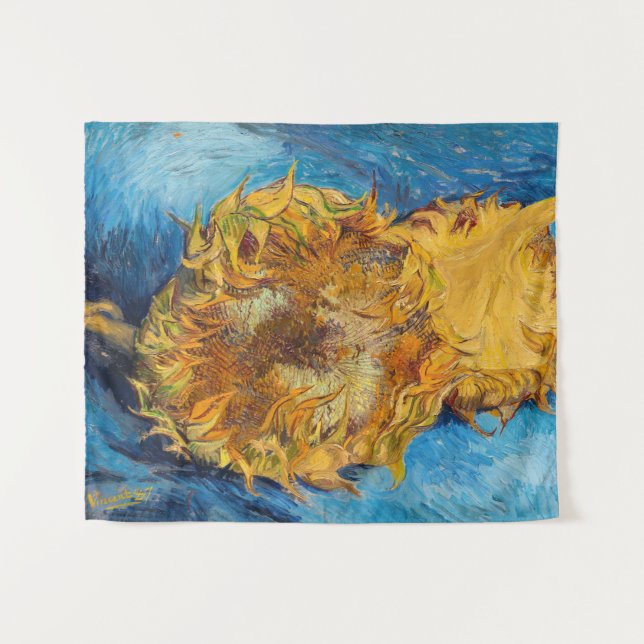 Vincent van Gogh - Two Cut Sunflowers Tapestry (Front (Horizontal))