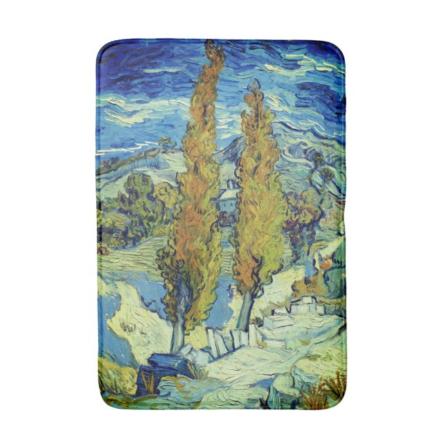 Vincent Van Gogh Two Poplars at Saint-Rémy Bath Mat (Front Vertical)