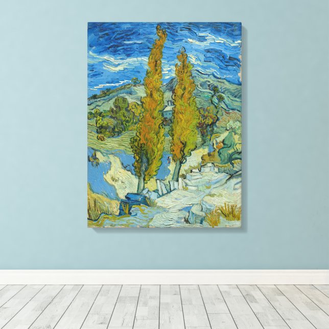 Vincent Van Gogh, Two Poplars in The Alpilles Canvas Print (Insitu(Wood Floor))