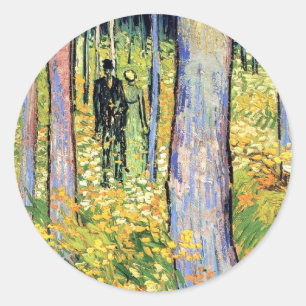 Vincent Van Gogh - Undergrowth With Two Figures Classic Round Sticker