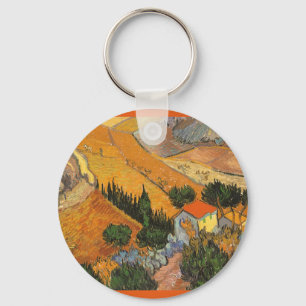 Vincent van Gogh - Valley with Plowman Key Ring