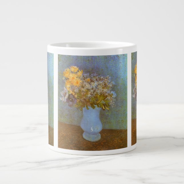 Vincent van Gogh Vase of Lilacs, Daisies, Anemones Large Coffee Mug (Front)