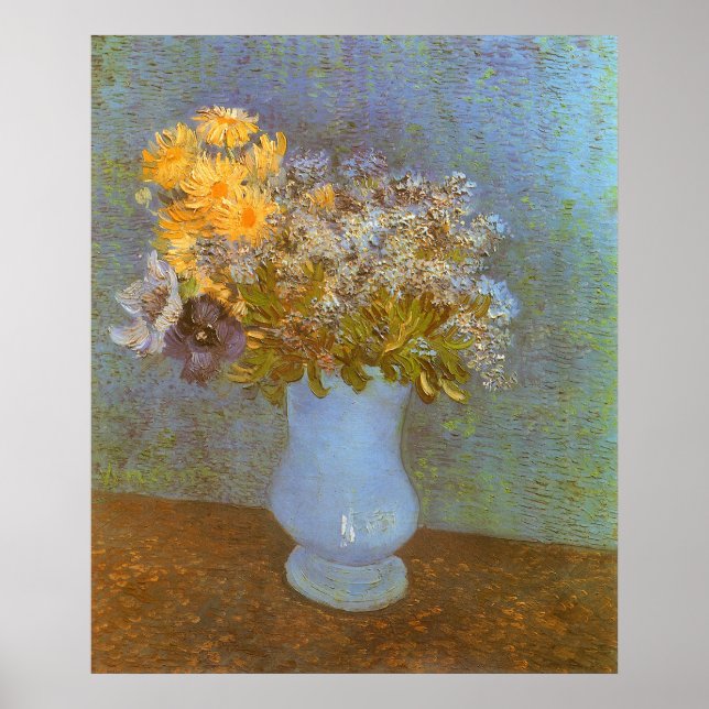 Vincent van Gogh Vase of Lilacs, Daisies, Anemones Poster (Front)