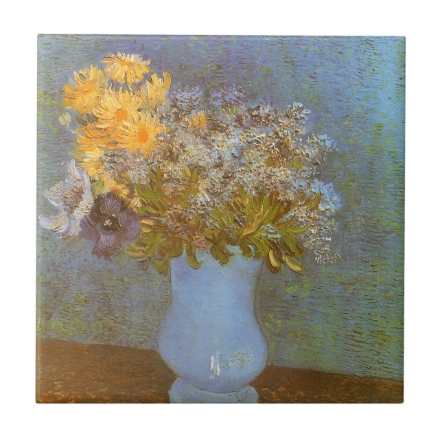 Vincent van Gogh Vase of Lilacs, Daisies, Anemones Tile (Front)