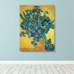 Vincent van Gogh - Vase w Irises Yellow Background Canvas Print