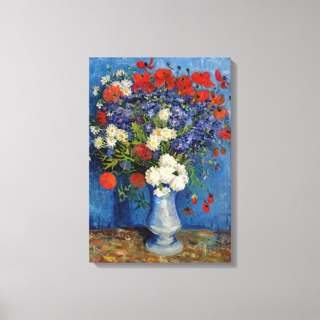 Vincent van Gogh - Vase with Cornflowers & Poppies Canvas Print (Front)
