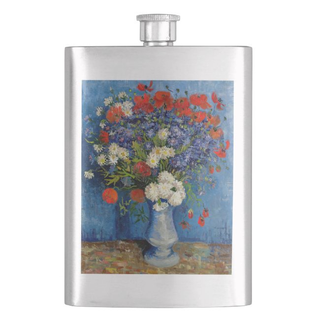 Vincent van Gogh - Vase with Cornflowers & Poppies Hip Flask (Front)