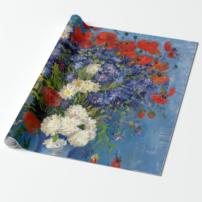 Vincent van Gogh - Vase with Cornflowers & Poppies Wrapping Paper (Unrolled)