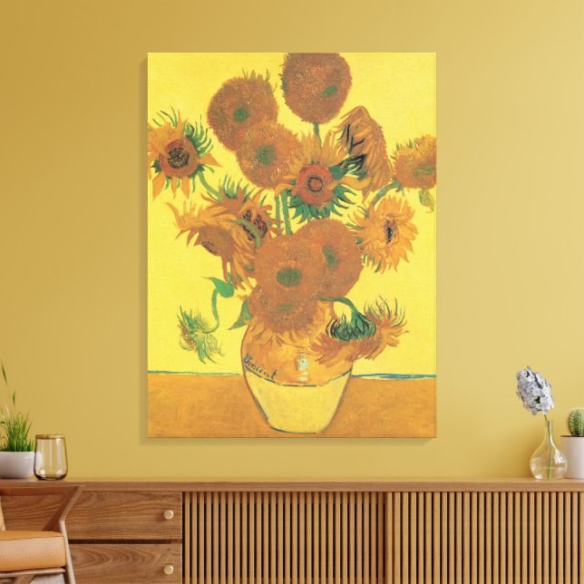 Vincent van Gogh - Vase with Fifteen Sunflowers Canvas Print (Insitu(LivingRoom))