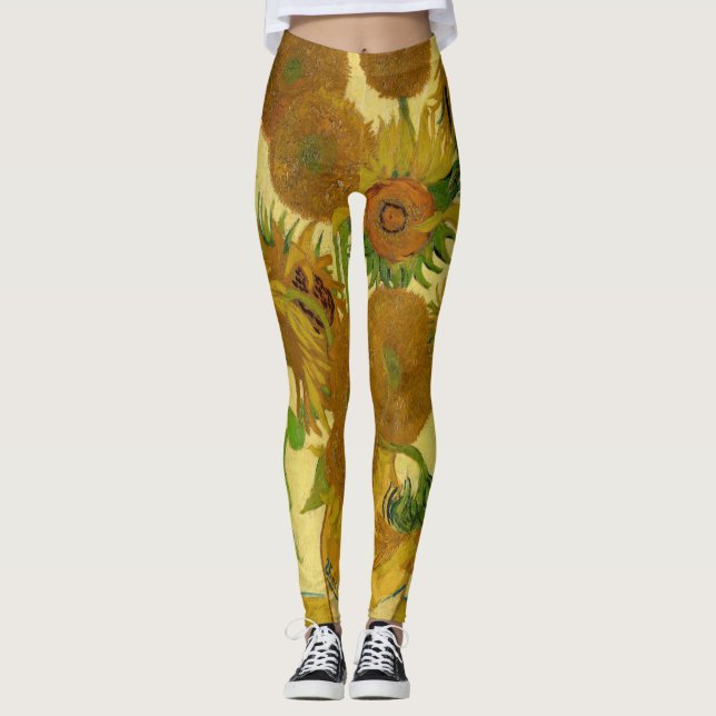 Vincent van Gogh - Vase with Fifteen Sunflowers Leggings (Front)