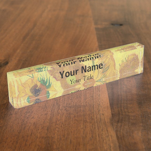 Vincent van Gogh - Vase with Fifteen Sunflowers Nameplate (Side)