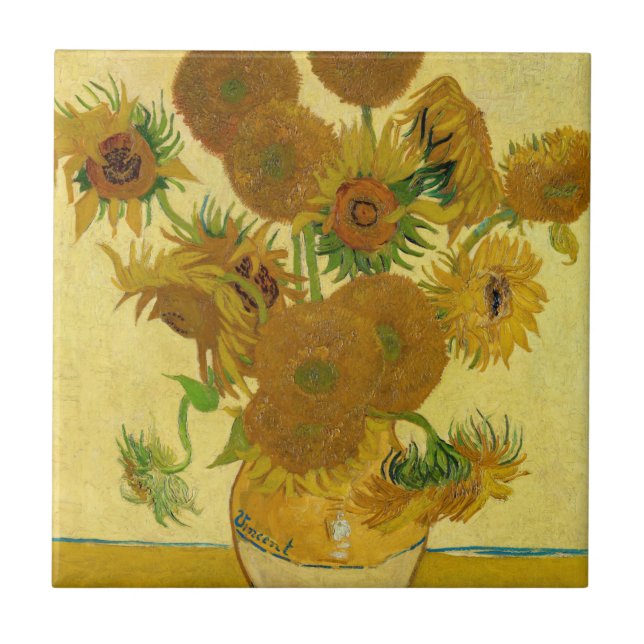 Vincent van Gogh - Vase with Fifteen Sunflowers Tile (Front)