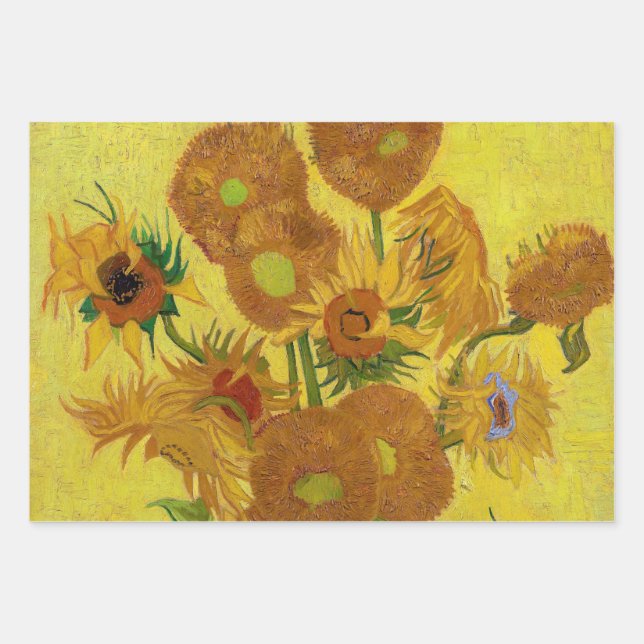 Vincent van Gogh - Vase with Fifteen Sunflowers Wrapping Paper Sheet (Front)
