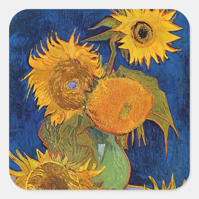 Vincent van Gogh - Vase with Five Sunflowers Square Sticker (Front)