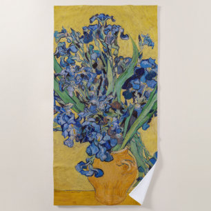 Vincent van Gogh - Vase with Irises Beach Towel