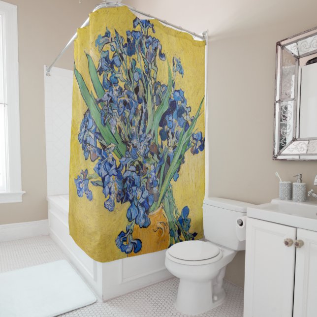 Vincent van Gogh - Vase with Irises Shower Curtain (In Situ)
