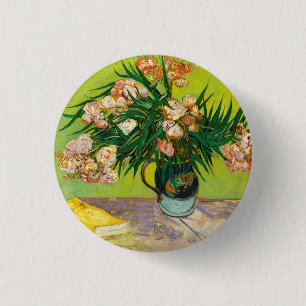 Vincent Van Gogh Vase With Oleanders And Books 3 Cm Round Badge