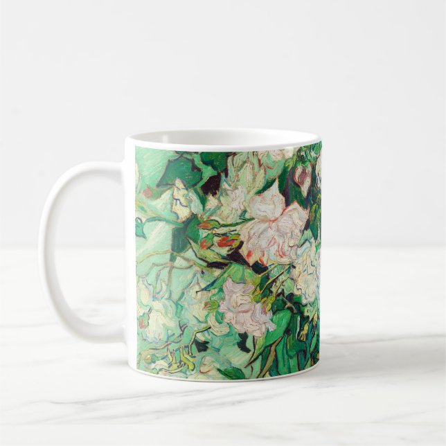 Vincent Van Gogh Vase with Pink Roses Fine Art Coffee Mug (Left)