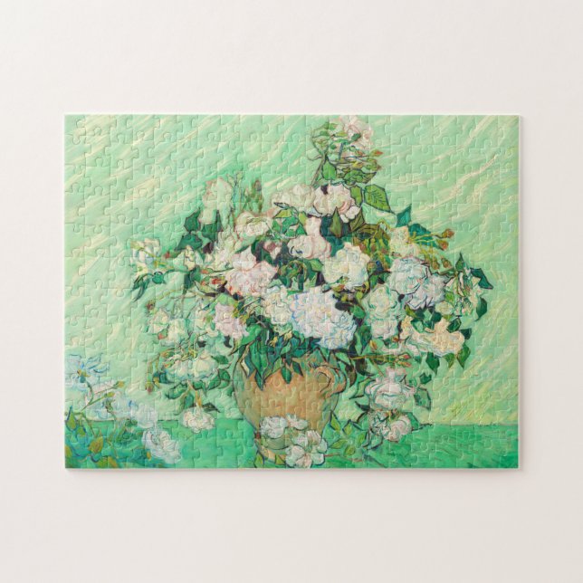 Vincent Van Gogh Vase with Pink Roses Fine Art Jigsaw Puzzle (Horizontal)