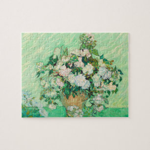 Vincent Van Gogh Vase with Pink Roses Fine Art Jigsaw Puzzle