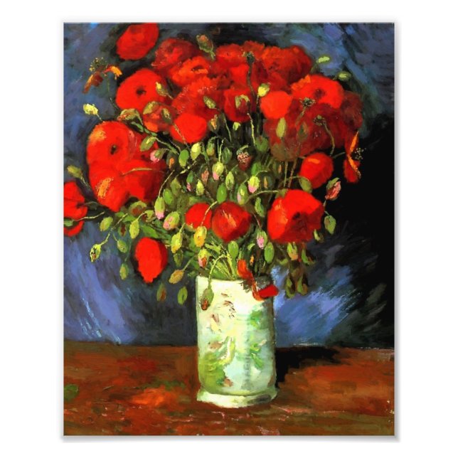 Vincent Van Gogh Vase With Red Poppies Floral Art Photo Print (Front)