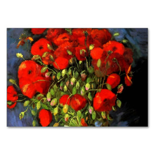 Vincent Van Gogh Vase With Red Poppies Floral Art Table Number