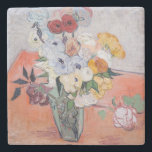 Vincent van Gogh - Vase with Roses & Anemone Stone Coaster<br><div class="desc">Still Life / Japanese Vase with Roses and Anemones - Vincent van Gogh,  1890</div>