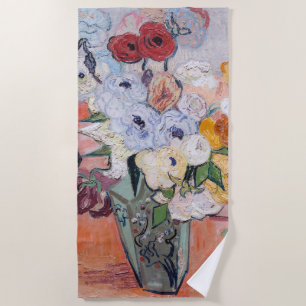 Vincent van Gogh - Vase with Roses & Anemones Beach Towel