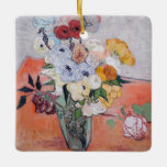 Vincent van Gogh - Vase with Roses & Anemones Ceramic Ornament<br><div class="desc">Still Life / Japanese Vase with Roses and Anemones - Vincent van Gogh,  1890</div>