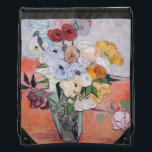 Vincent van Gogh - Vase with Roses & Anemones Drawstring Bag<br><div class="desc">Still Life / Japanese Vase with Roses and Anemones - Vincent van Gogh,  1890</div>