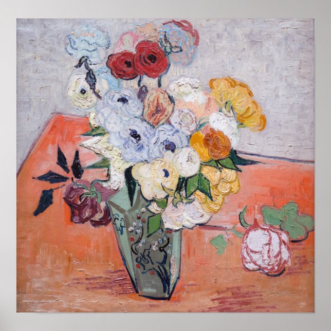 Vincent van Gogh - Vase with Roses & Anemones Poster (Front)
