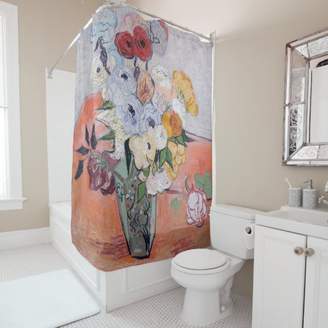 Vincent van Gogh - Vase with Roses & Anemones Shower Curtain (In Situ)