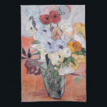 Vincent van Gogh - Vase with Roses & Anemones Tea Towel<br><div class="desc">Still Life / Japanese Vase with Roses and Anemones - Vincent van Gogh, 1890</div>