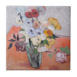 Vincent van Gogh - Vase with Roses & Anemones Tile<br><div class="desc">Still Life / Japanese Vase with Roses and Anemones - Vincent van Gogh,  1890</div>