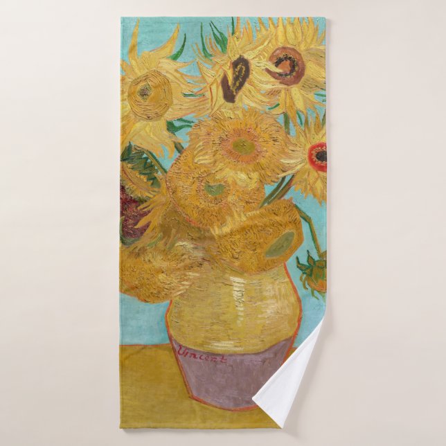 Vincent Van Gogh - Vase with Twelve Sunflowers Bath Towel Set (Bath Towel)