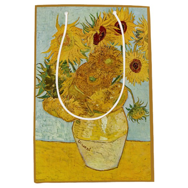 Vincent Van Gogh - Vase with Twelve Sunflowers Medium Gift Bag (Front)