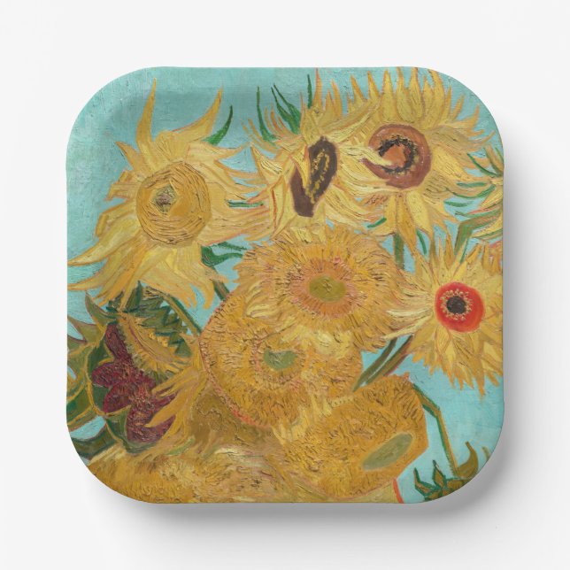 Vincent Van Gogh - Vase with Twelve Sunflowers Paper Plate (Front)