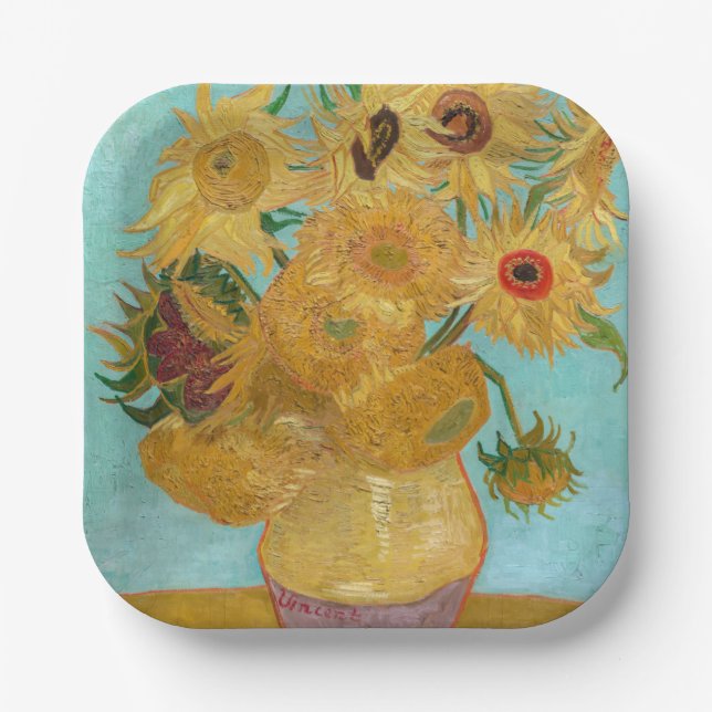 Vincent Van Gogh - Vase with Twelve Sunflowers Paper Plate (Front)