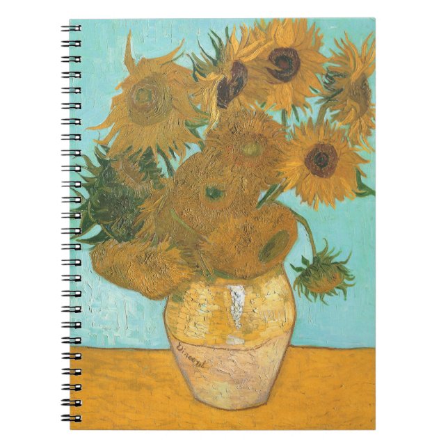 Vincent van Gogh - Vase with Twelve Sunflowers Spiral Notebook (Front)