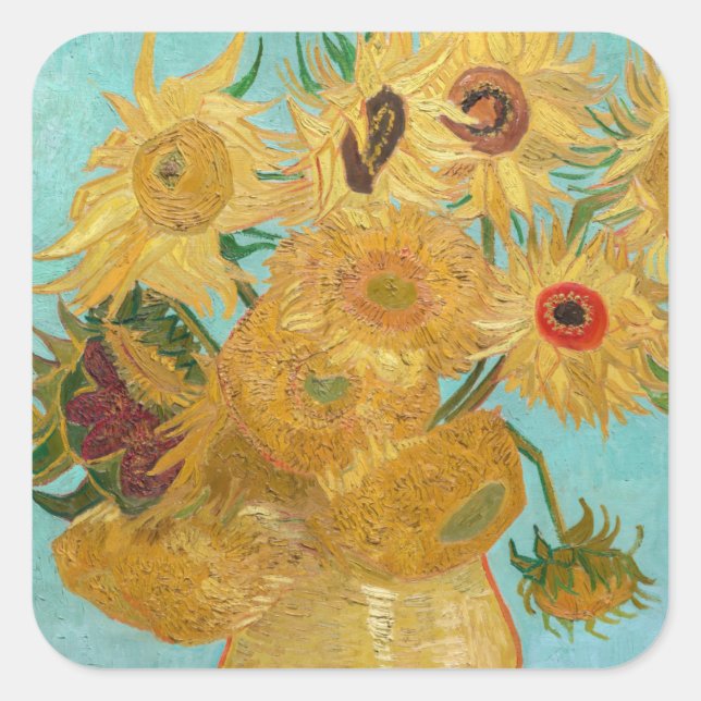 Vincent Van Gogh - Vase with Twelve Sunflowers Square Sticker (Front)