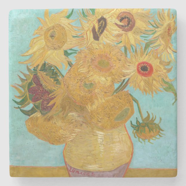 Vincent Van Gogh - Vase with Twelve Sunflowers Stone Coaster (Front)