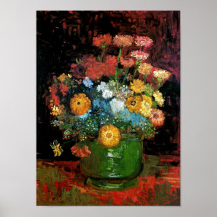 Vincent Van Gogh - Vase With Zinnias Fine Art Poster