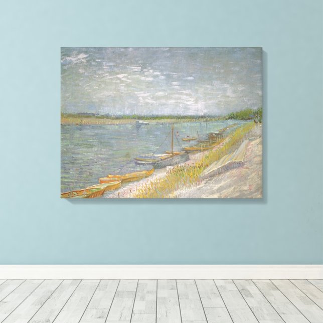 Vincent van Gogh - View of a River w Rowing Boats Canvas Print (Insitu(Wood Floor))