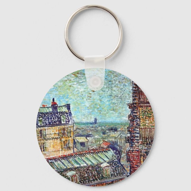 Vincent Van Gogh - View Of Paris Pointillism Art Key Ring (Front)
