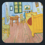 Vincent Van Gogh - Vincent's Bedroom in Arles Square Sticker<br><div class="desc">Vincent's Bedroom in Arles / Van Gogh's Bedroom in Arles - Vincent van Gogh,  1888,  Arles</div>