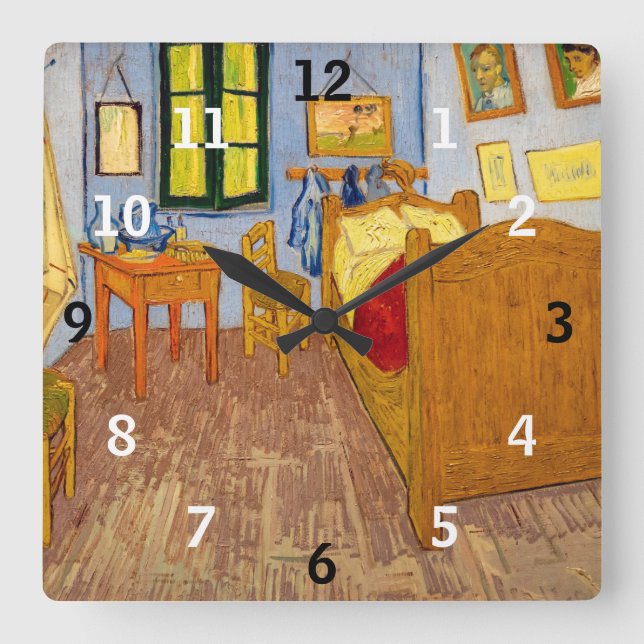 Vincent van Gogh - Vincent's Bedroom in Arles Square Wall Clock (Front)